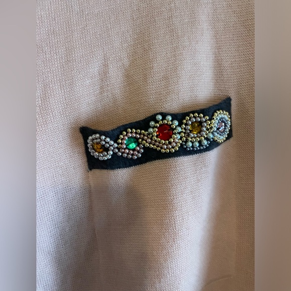 💛Vintage Merino Wool Beaded Cardigan with Pockets. Size M - Picture 3 of 5